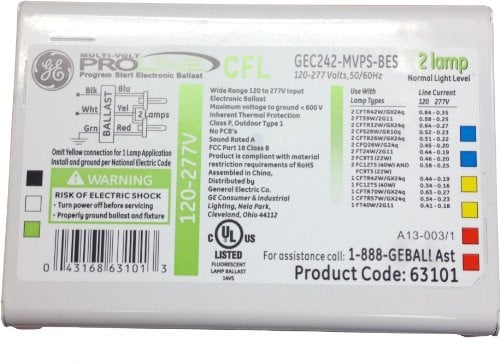 GE 63101 GEC242-MVPS-BES High frequency electronic ballasts