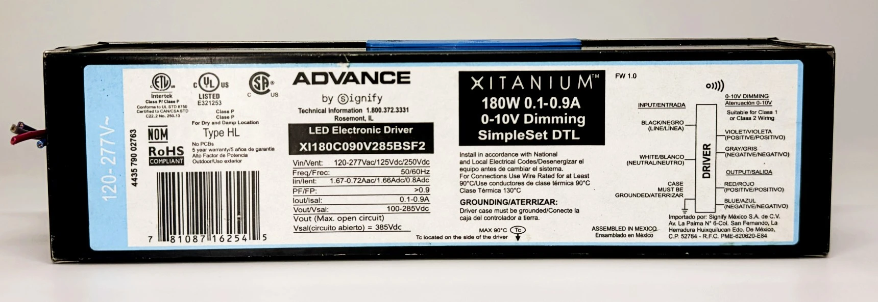 XI180C090V285BSF2 Advance XITANIUM Programmable LED Driver 
