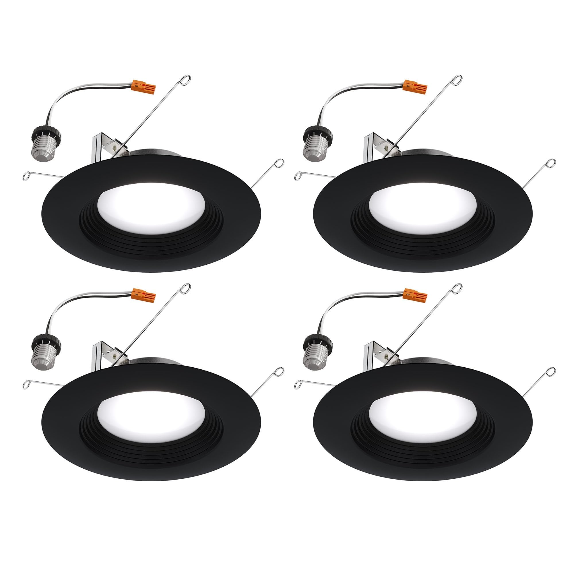 Halo LT 5/6 inch LED recessed Can Light Trim 5CCT dimmable 685lm Black 4PK