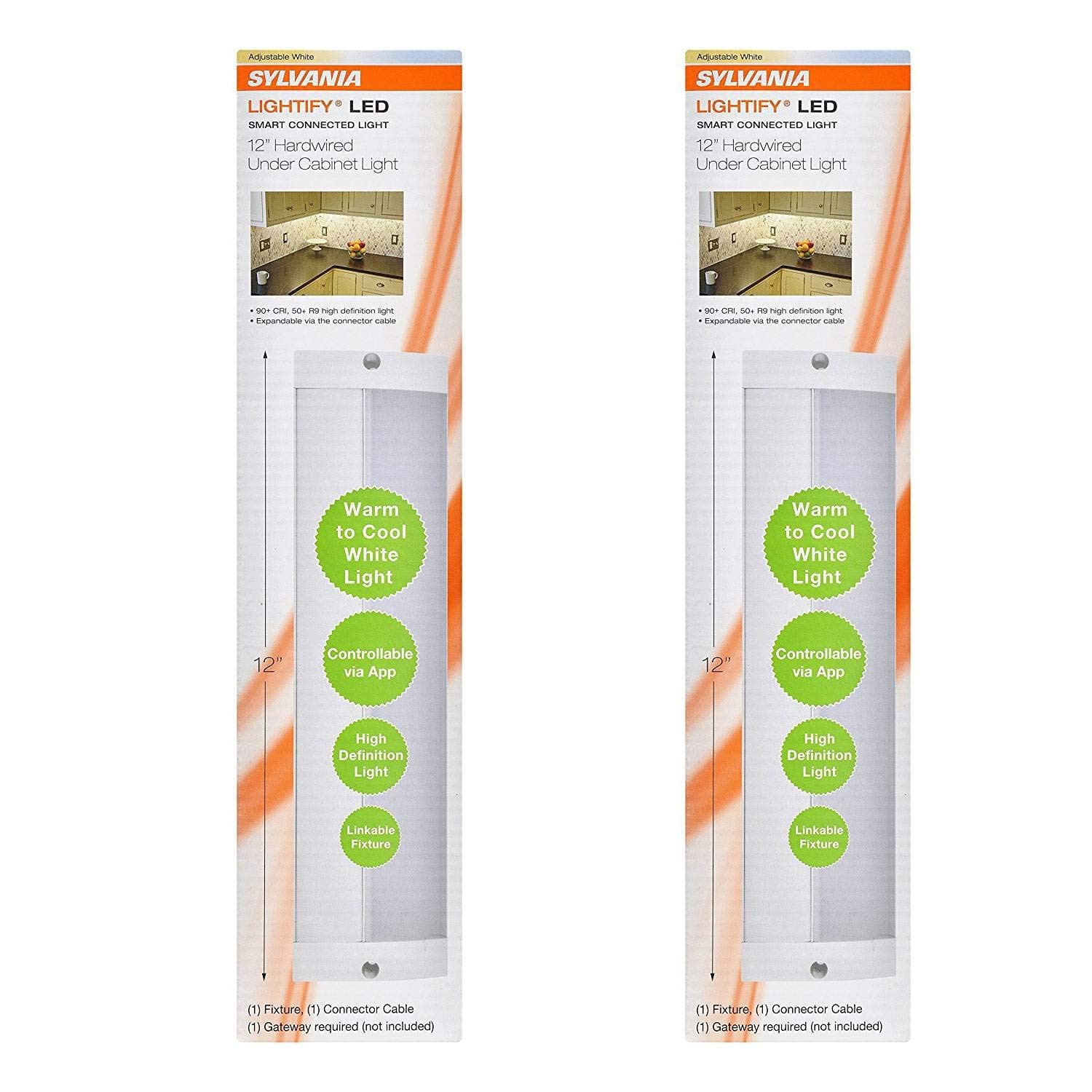 Sylvania 12" Convertible Alexa-Enabled Under Cabinet Light (Needs Hub) (2 Pack)