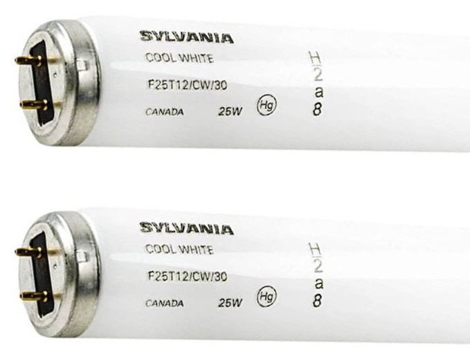 Sylvania 22528 - F25T12/CW/30 (2 Pack) 25 Watt Fluorescent Tube - 30 inch T12 Appliance Bulb - Preheat