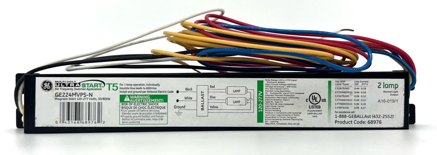 GE 68976 LFL Electronic Program Rapid Start Ballast, T5 Lamps,108 to 305V GE224MVPS-N 