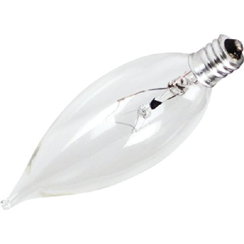 Sylvania Incandescent Light Bulb (12 pack) 15 watt - 120 volt - B10 - Candelabra Screw (E12) Base - Clear - Double Life - Flame Tip - Decor