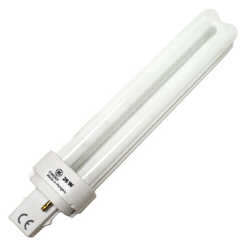 GE 97607 (4-Pack) F26DBX/830/ECO 26-Watt Quad Tube Compact Fluorescent Light Bulb, 3000K, 1710 Lumens, 82 CRI, T4 Shape, G24d-3 Bi-Pin Base