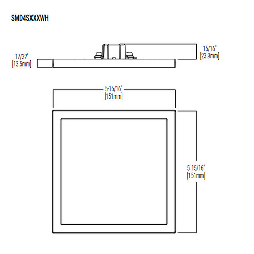 (case of 6) Halo SMD 4 in LED Square Surface Mount, white, Dimmable LED Recessed Retrofit Downlight (Fits 4 inch Housing Diameter), SMD4S6930WH