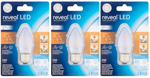 GE Reveal LED 40 watt equivalent BM LED Bulb, Clear, Dimmable LED Light Bulb