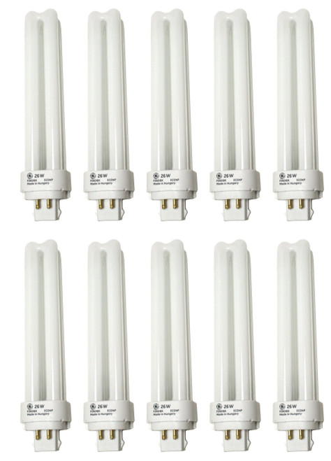 Case of 10: Compact Fluorescent CFL Quad 4-Pin Light Bulb