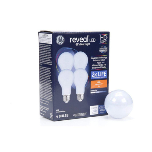 GE Reveal 40-Watt EQ A19 Color-Enhancing 44906 Dimmable LED Light Bulb (4-Pack)