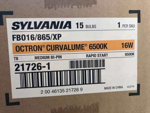 15 Pieces SYLVANIA 21726-1 FB016/865/XP 16W 10.5" U Bend T8 Medium Bi-Pin (G13) Base Octron Curvalume 6500K 1125 Lumens