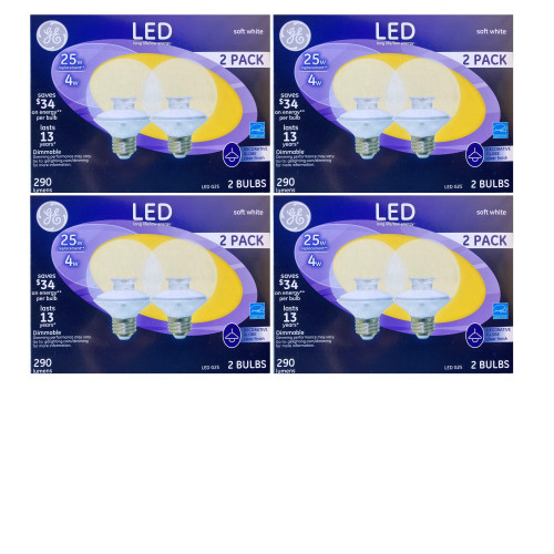 (case of 8 bulbs) GE 37135 LED Decorative Globe Dimmable, 25 watt replacement, 290 Lumens, 4 watt, Soft White G25