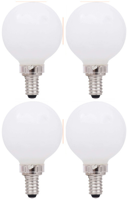 (4 bulbs) Sylvania 40362 LED G16.5 Globe, 40 watt equivalent, Indoor Outdoor, Dimmable, Daylight, Candelabra Base, 350 Lumens LED Light Bulb