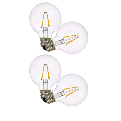 (4 bulbs) Sylvania LED Globe G25, 60 watt equivalent, 500 Lumens, Clear, Dimmable, Soft White, Medium Base, LED Light Bulb