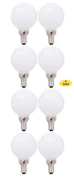 (8 bulbs) Sylvania 40362 LED G16.5 Globe, 40 watt equivalent, Indoor Outdoor, Dimmable, Daylight, Candelabra Base, 350 Lumens LED Light Bulb
