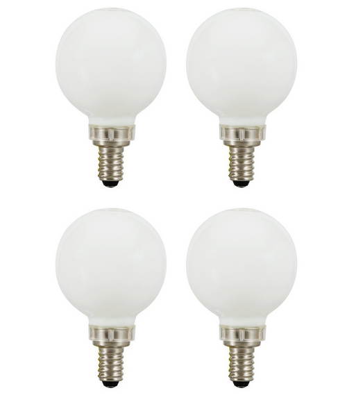 (4 bulbs) Sylvania LED G16.5 Globe, 25 watt equivalent, Candelabra Base, Frosted, Daylight, Dimmable LED Light Bulb
