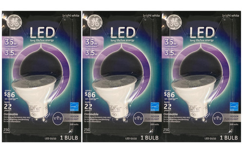 (3 bulbs) GE Lighting 89020 3.5 Watt Engery Smart LED Floodlight, Dimmable, GU10, bright white