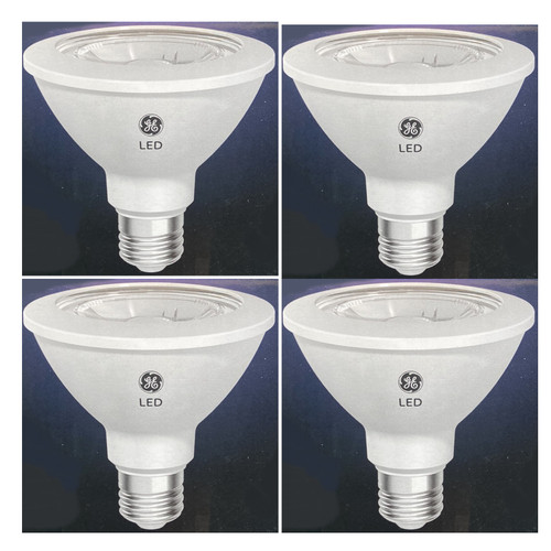 (4 bulbs) GE 96924 PAR30 short neck LED 12 Watt (75 watt equivalent) 850 Lumen, Dimmable Indoor Floodlight with Medium Base, Soft White Light Bulb