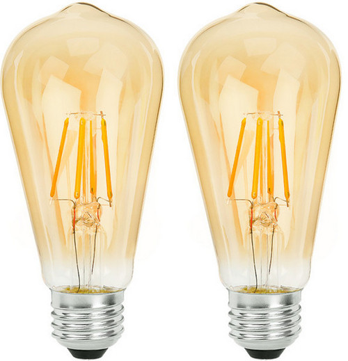 (2 bulbs) Sylvania ST19 Vintage LED 60 watt replacement using only 6 watts,  Antique Amber Glow, 650 lumens, LED light bulb