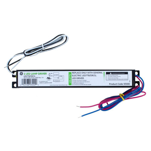 GE Lighting LED7T8/DR/1L LED Driver, 9-1/2 in. L, 120/277VAC, 7W Lighting, Black