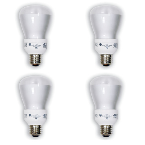 (4 bulbs) GE 47477 Compact Fluorescent 11-Watt (45-Watt Replacement) Energy Smart Floodlight CFL, 9 Year Life, R20 Light Bulb