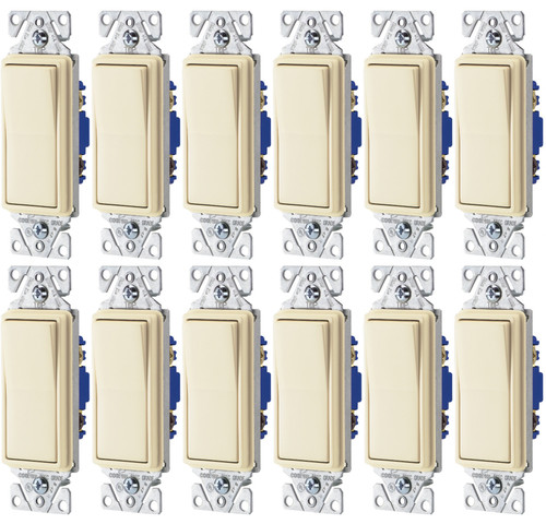 (case of 12) EATON Wiring 7503LA-BOX 15-Amp 120-Volt 3-Way Decorator, Light Almond