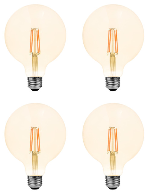 (4 bulbs) LEDVANCE Sylvania LED Vintage Filament G30 Globe Light Bulb, 60W = 6.5W, Medium Base, Dimmable, Amber Glow (4 bulbs) LEDVANCE Sylvania LED Vintage Filament G30 Globe Light Bulb, 60W = 6.5W, Medium Base, Dimmable, Amber Glow