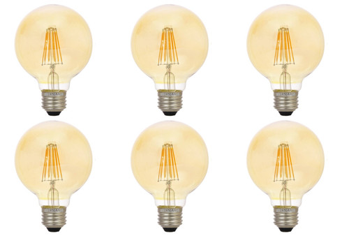 (6 bulbs) Sylvania 40069 LED Vintage G40 Globe, Amber Glow, 60 watt replacement using only 6.5 watts, 650 lumens, Dimmable