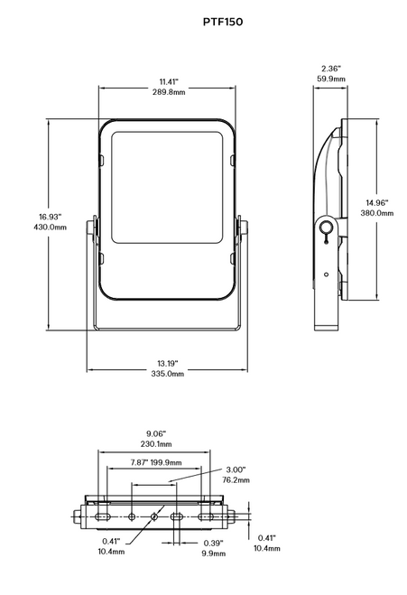 Philips LED Slim Flood light, 150 watt, 4000K Cool White, 18600 Lumens, Security and General Purpose Area Light, Yoke mount, bronze finish