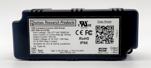 Hubbell Lighting Components Thomas Research Products LED 12W-16-C0700 Driver Constant Current