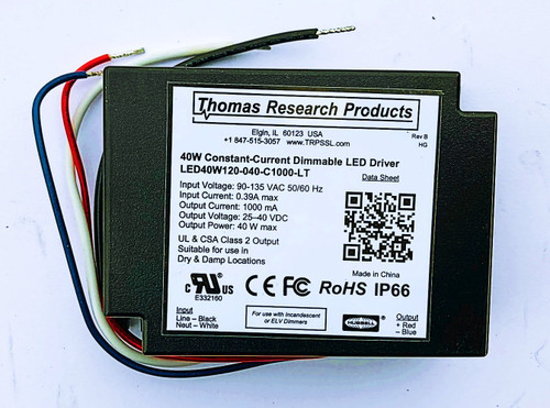 Hubbell Thomas Research Products LED40W120-040-C1000-LT LED Driver, Line Voltage Dimmable, Constant Current