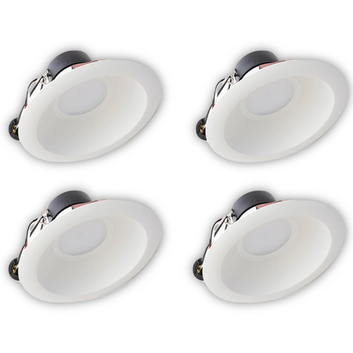 (case of 4) Hubbell Prescolite LiteBox LB6A7L30K9 WH 6 inch round LED Downlight and Retrofit Trim, 3000K, 700 Lumens, 10 watts, dimmable, white trim, recessed lighting LED