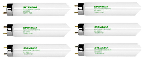 (case of 6 tubes) Sylvania 22407 Fluorescent T8 Lamp, 24 inches, 15 watt, FO17/15W/841/XP/SS/ECO3, 4100K Cool White, Octron Fluorescent tube