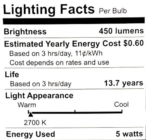 (4 bulbs) GE Lighting 61956 LED A19 Light Bulb, Soft White, 450 Lumens, 5-Watt, non-dimmable