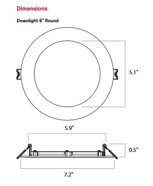 Philips Lightolier FD6R LED Flat Downlight dual select, CCT selector (2700K, 3000K, 3500K, 4000K & 5000K) and Lumen selector, 6 inch round LED downlight, white, 0-10V Dimming