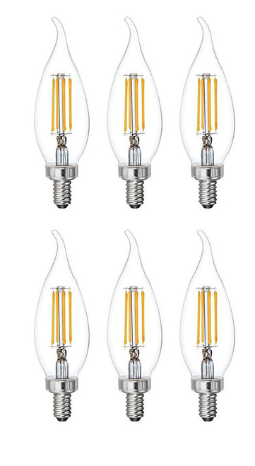 GE Relax 6-Pack LED Decorative 60 watt Equivalent, Dimmable Soft White CA12 LED Light Bulbs Decorative Candelabra Antique