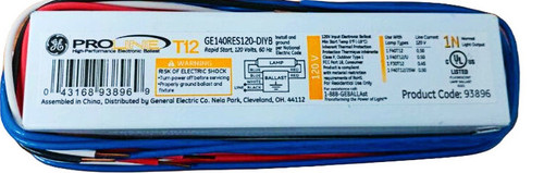 (case of 6) Ge 93896 ProLine T12 1-bulb Residential/Commercial Fluorescent Light, Electronic Rapid Start Ballast, one lamp T12