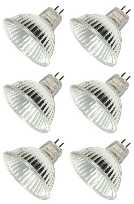 (case of 6) GE Lighting 81765 20 watt Halogen Bulb, Warm White (2900K), Edison, MR16, Bi-Pin (GX5.3) base, cover glass, reflector spot  