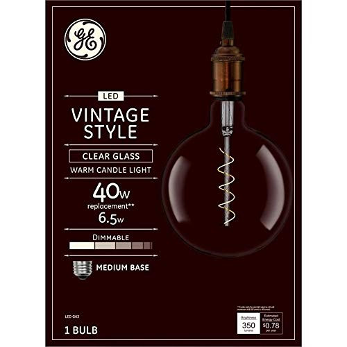 GE Vintage LED 40-Watt EQ G63 Warm White Dimmable Globe Light Bulb 93099993