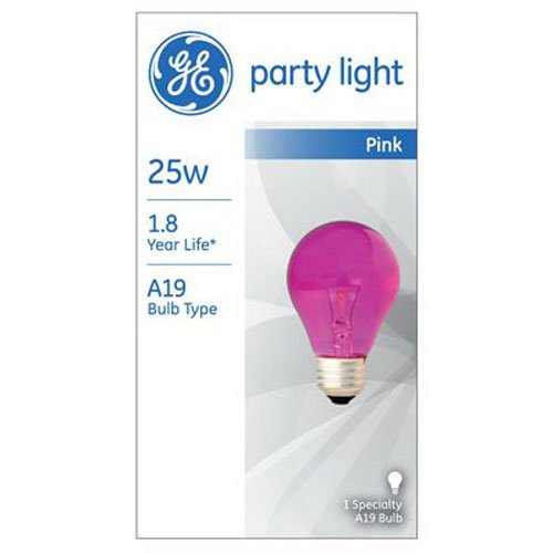 GE Lighting 22730 25-Watt 200-Lumen Specialty A19 Incandescent Light Bulb, Pink