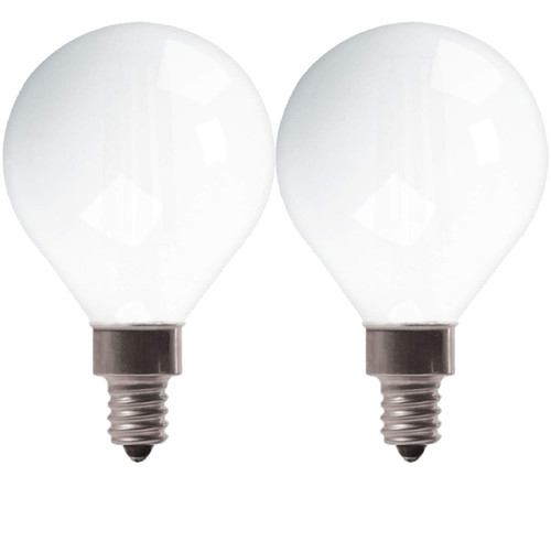 GE Lighting 25046 Frosted Finish Light Bulb Dimmable LED Daylight Decorative G16.5 Globe 4.5 (40-Watt Replacement), 350-Lumen Candelabra Base, 2-Pack, Soft White, 2 Piece