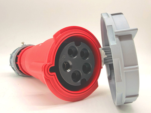 Eaton AH532C6W Pin and Sleeve Watertight Connector, 32A 3 Phase 220/380V - 240/414V, four pole five wire, 4P5W, grounding, Nylon, Red, Female