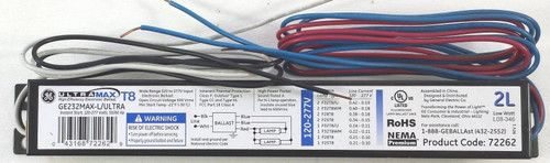 GE Lighting 72262 GE232MAX-L/ULTRA 120/277-Volt UltraMax Electronic High Efficiency Fluorescent T8 Multi-Volt Instant Start Ballast 2 or 1 F32T8 Lamps GE Lighting 72262 GE232MAX-L/ULTRA 120/277-Volt UltraMax Electronic High Efficiency Fluorescent T8 Multi-Volt Instant Start Ballast 2 or 1 F32T8 Lamps