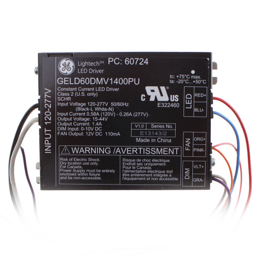 GE GELD60DMV1400PU 60724 Constant Current Led Driver, 120/277V, 15-44V, 1.4A