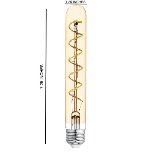 GE Lighting Vintage Style LED Tube Light Bulb, 5 Watts (60 Watt Equivalent) Warm Candle Light, Amber Glass, Medium Base, Dimmable, spiral filament (1 Pack)