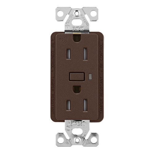 Eaton Z-Wave Plus split control wireless duplex receptacle, Tamper Resistant, 15A, Flush Mounting, Oil Rubbed Bronze color, 2 pole 3 wire grounding, Decorator receptacle