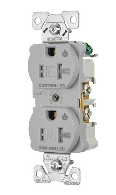 (case of 10) Eaton TR5362CDGY Heavy Duty Industrial Specification Duplex receptacle, Dual Control, 20 Amp, Tamper Resistant, Auto Grounding, GRAY, 2 Pole 3-Wire, 125V