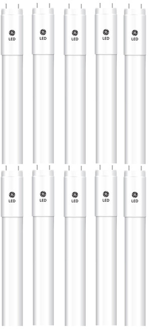 (case of 10) GE Lighting 34261 LED Tube T8, 48 inches, 6500K Daylight, Type C LumenChoice, Selectable Lumens, Dimmable, LED upgrade for 4ft T8 Fluorescent Lamp