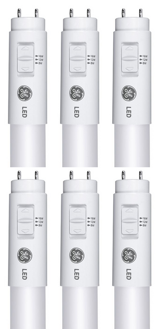 (case of 6) GE Lighting 93301824 LED Tube T8, 48 inch, SpectraChoice & LumenChoice  on-lamp Selectable Lumens & Color, 1100,1600, 2000 lumens, 3500K, 4000K, 5000K Type B Ballast Bypass