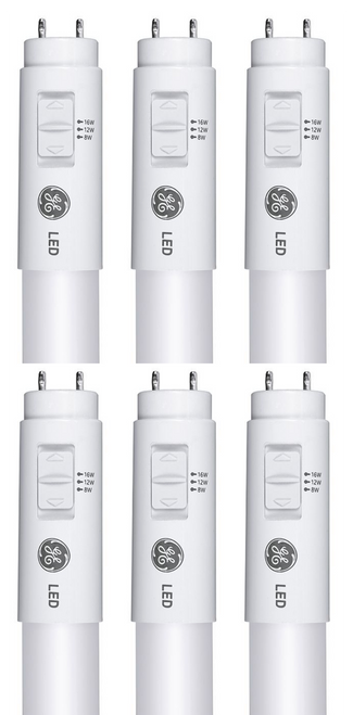(case of 6) GE Lighting 93301824 LED Tube T8, 48 inch, SpectraChoice & LumenChoice  on-lamp Selectable Lumens & Color, 1100,1600, 2000 lumens, 3500K, 4000K, 5000K Type B Ballast Bypass