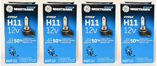 (4 bulbs) GE NightHawk 94957 Motorcylce Light H11 12V 53110S/H11/50