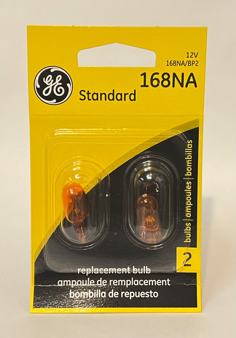(2 pack) GE Lighting Auto Light Bulb, 168NA, Amber, instrument, indicator, replacement lamp, 12V
